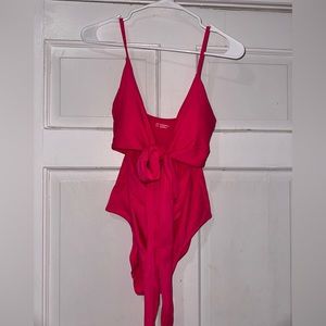 Aerie hot pink tie front medium long one piece